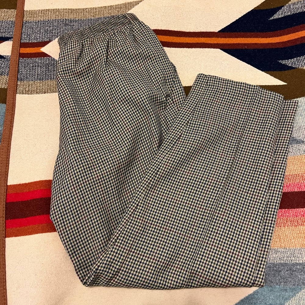 BRIGGS NEW YORK Vintage Multicolored Houndstooth Elastic High Waist Trousers